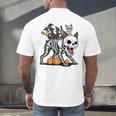 Boston Terrier Skeleton Mummy Witch Halloween Men's Back Print T-Shirt, gift for family, gift for coworker