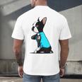 Boston Terrier Tattoos I Love Mom Men's Back Print T-Shirt, gift for family, gift for coworker