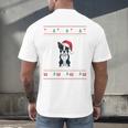 Boston Terrier Wearing Santa Hat Ugly Xmas Dog Lovers Men's Back Print T-Shirt, gift for family, gift for coworker
