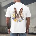Floral Boston Terrier Men's Back Print T-Shirt, gift for family, gift for coworker