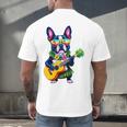 Hawaiian Boston Terrier & Pineapple Ukulele Summer Vacation Men's Back Print T-Shirt, gift for family, gift for coworker