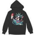Boston Terrier Selfie Statue Of Liberty 4th Of July American Unisex Hoodie, American Boston Terrier Gifts, Boston Terrier 4th Of July Gifts, trending gift