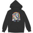 Boston Terrier Unicorn Riding Dinosaur T-Rex Girls Rainbow Unisex Hoodie, Boston Terrier Riding Gifts, trending gift