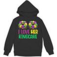 I Love Her Kingcake Mardi Gras Matching Couple Boyfriend Hoodie