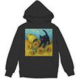 面白いゴッホのひまわり、猫のミーム、黒猫のアート。 長袖tシャツ パーカー