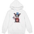 Boston Terrier Puppy Dog Holds His American Flag 4th Of July Unisex Hoodie, American Boston Terrier Gifts, Boston Terrier 4th Of July Gifts, trending gift