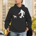 Bigfoot Walking With Bull Terrier Dog Unisex Hoodie, funny gift