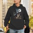 Boston Terrier Selfie Full Moon Flying Witch Halloween Dog Unisex Hoodie, Boston Terrier Halloween Hoodies, funny gift