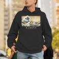 Surfing Boston Terrier Kanagawa Wave Japanese Dog For Men Women Kids Unisex Hoodie, funny gift