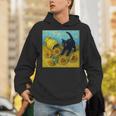 面白いゴッホのひまわり、猫のミーム、黒猫のアート。 長袖tシャツ パーカー