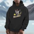 Ballaholic Boston Terrier Dog Chasing Bostie Ball Unisex Hoodie, novelty gifts, funny gifts