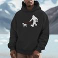 Bigfoot Walking With Bull Terrier Dog Unisex Hoodie, novelty gifts, funny gifts