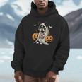 Boston Terrier Ghost Boo Halloween Costume Spooky Season Unisex Hoodie, novelty gifts, funny gifts