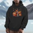 Boston Terrier Thanksgiving Leopard Pumpkins Fall Leaves Unisex Hoodie, novelty gifts, funny gifts