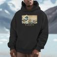 Surfing Boston Terrier Kanagawa Wave Japanese Dog For Men Women Kids Unisex Hoodie, novelty gifts, funny gifts