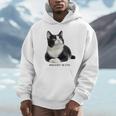 Mischief In Fur 猫写真 ハチワレ猫 黒白猫 猫好き ネタ 猫しもべ 猫飼い 猫依存症 長袖tシャツ パーカー