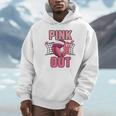 Pink Out Volleyball Breast Cancer Awareness Ribbon Volley Hoodie