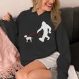 Bigfoot Walking With Bull Terrier Dog Unisex Hoodie, funny design