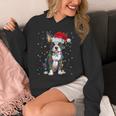 Boston Terrier Christmas Santa Hat Tree Lights Pajama Unisex Hoodie, Boston Terrier Christmas Gifts, funny design