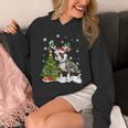 Boston Terrier Christmas Tree Lights Santa Hat Unisex Hoodie, Boston Terrier Christmas Gifts, funny design