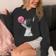 Boston Terrier Dog Blowing Chewing Bubble Gum Pink Unisex Hoodie, funny design