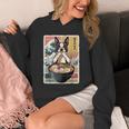 Boston Terrier Ramen Noodles Japanese Art Retro Ocean Waves Unisex Hoodie, funny design