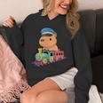 Capybara Riding Train Cute Kawaii Cartoon Rail Adventure パーカー