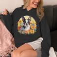 Cute Boston Terrier Spring Flower Garden Colorful Puppy Dog Unisex Hoodie, funny design