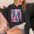 Dog Pink Boston Terrier Unisex Hoodie, funny design