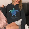 Save The Hawaii ウミガメ ハワイアン ブルー トライバル タートル ホヌ 長袖tシャツ パーカー