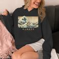 Surfing Boston Terrier Kanagawa Wave Japanese Dog For Men Women Kids Unisex Hoodie, funny design