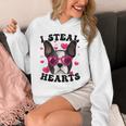 Boston Terrier Heart Glasses Girls Bostie Valentines Day Unisex Hoodie, funny design