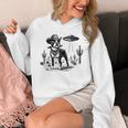 Vintage Boston Terrier UFO Western Wild West Dog Mom Dad Unisex Hoodie, Couple Gifts, Mom Gifts, Boston Terrier Dad Gifts, Boston Terrier Mom Gifts, funny design