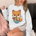 かわいいキツネを食べるラーメンかわいい動物アート パーカー