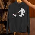 Bigfoot Walking With Bull Terrier Dog Unisex Hoodie, gift for family, gift for coworker