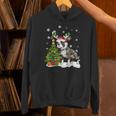 Boston Terrier Christmas Tree Lights Santa Hat Unisex Hoodie, Boston Terrier Christmas Hoodies, gift for family, gift for coworker