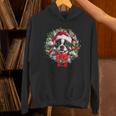Boston Terrier Christmas Wreath Decoration Xmas Pajamas Unisex Hoodie, Boston Terrier Christmas Hoodies, gift for family, gift for coworker