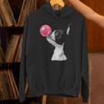 Boston Terrier Dog Blowing Chewing Bubble Gum Pink Unisex Hoodie, gift for family, gift for coworker