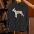 Boston Terrier Watercolor Flowers Unisex Hoodie, gift for family, gift for coworker