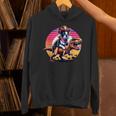 Boston Terrier Wearing A Cowboy Hat On T-Rex Unisex Hoodie, gift for family, gift for coworker