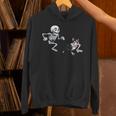 Skeleton Chasing Dog Boston Terrier Halloween Pet Lover Unisex Hoodie, Boston Terrier Halloween Hoodies, gift for family, gift for coworker