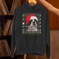 Ugly Xmas Sweater Santa Boston Terrier Dog Christmas For Men Women Kids Unisex Hoodie, Boston Terrier Christmas Hoodies, gift for family, gift for coworker
