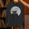 月と猫のシルエット ソマリ猫 パーカー