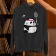 疲れきったバドミントンパンダ 面白いかわいいシャトルコック動物 パーカー