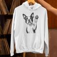 Boston Terrier Dog Raising Paw Idea Men Women Unisex Hoodie, gift for family, gift for coworker