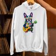 Hawaiian Boston Terrier & Pineapple Ukulele Summer Vacation Unisex Hoodie, gift for family, gift for coworker