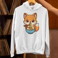 かわいいキツネを食べるラーメンかわいい動物アート パーカー