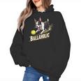 Ballaholic Boston Terrier Dog Chasing Bostie Ball Women's Hoodie, trending gift