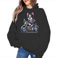 Biker Boston Terrier Dog Riding Motorbike Women's Hoodie, Boston Terrier Riding Gifts, trending gift
