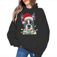 Boston Terrier Dog Santa Christmas Tree Lights Xmas Women's Hoodie, Boston Terrier Christmas Gifts, trending gift